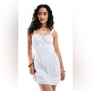 Hollister Striped White And Blue Mini Dress XXL